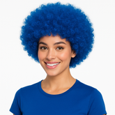 Royal Blue Curly Wig - Costume Accessory for Team Spirit Events